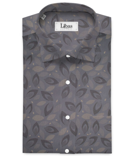Cadini Men's  Premium Cotton Printed  Unstitched Shirting Fabric (Dark Grey)