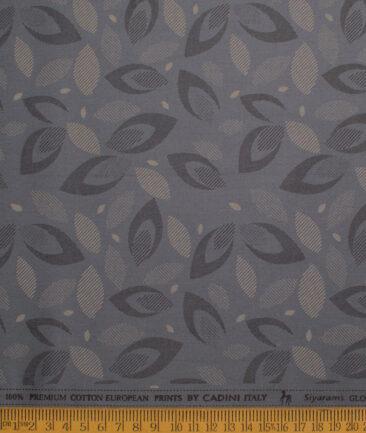 Cadini Men's  Premium Cotton Printed  Unstitched Shirting Fabric (Dark Grey)