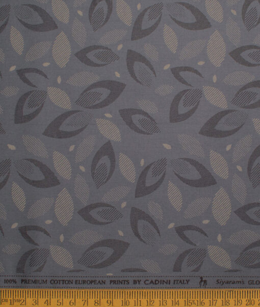 Cadini Men's  Premium Cotton Printed  Unstitched Shirting Fabric (Dark Grey)