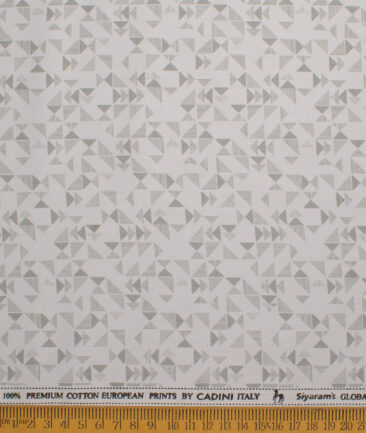 Cadini Men's  Premium Cotton Printed  Unstitched Shirting Fabric (Silver Grey)
