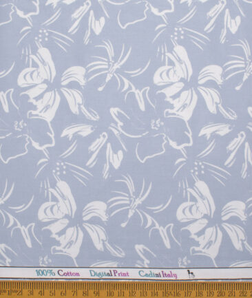 Cadini Men's  Cotton Printed  Unstitched Shirting Fabric (Sky Blue)