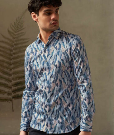 Cadini Men's  Cotton Printed  Unstitched Shirting Fabric (Teal Blue)