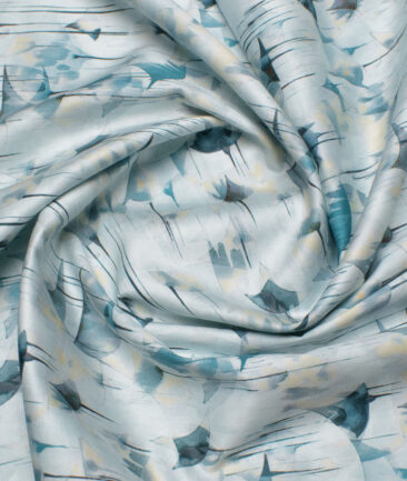 Donzito Men's  Giza Finish Cotton Printed  Unstitched Shirting Fabric (Teal Blue)