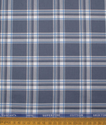 Siyaram's Men's  Superfine Cotton Checks  Unstitched Shirting Fabric (Aegean Blue)