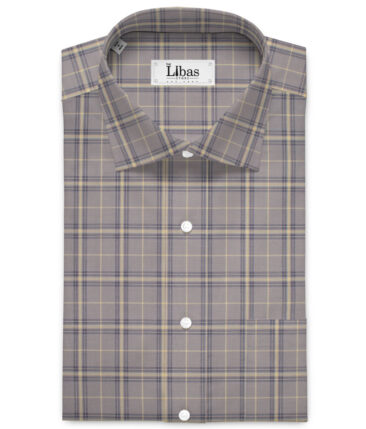 Siyaram's Men's  Superfine Cotton Checks  Unstitched Shirting Fabric (Light Brown)