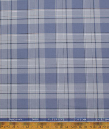 Siyaram's Men's  Superfine Cotton Checks  Unstitched Shirting Fabric (Light Grey)