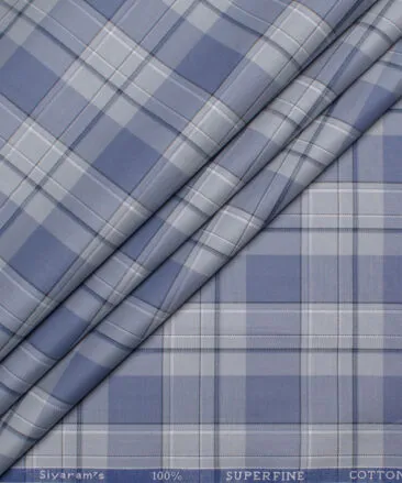 Siyaram's Men's  Superfine Cotton Checks  Unstitched Shirting Fabric (Light Grey)