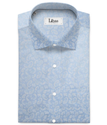 J.Hampstead Men's  Cotton Printed  Unstitched Shirting Fabric (Sky Blue)