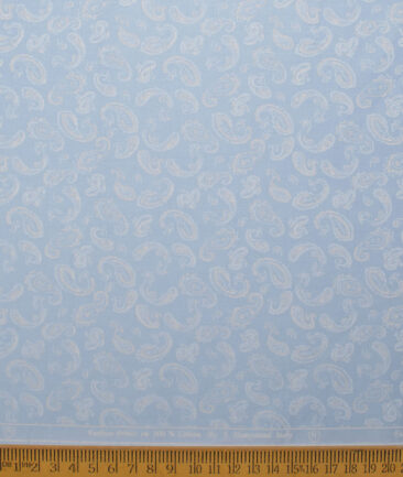 J.Hampstead Men's  Cotton Printed  Unstitched Shirting Fabric (Sky Blue)