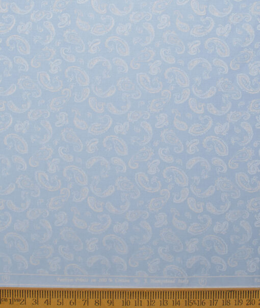 J.Hampstead Men's  Cotton Printed  Unstitched Shirting Fabric (Sky Blue)