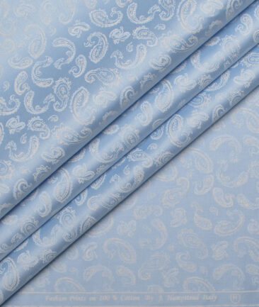 J.Hampstead Men's  Cotton Printed  Unstitched Shirting Fabric (Sky Blue)