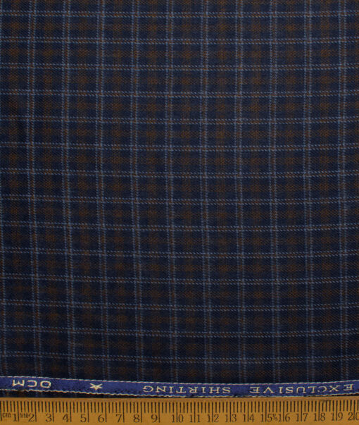 OCM Men's  Acrylic Wool Checks  Unstitched Shirting Fabric (Dark Royal Blue)