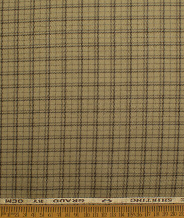 OCM Men's  Acrylic Wool Checks  Unstitched Shirting Fabric (Light Brown)