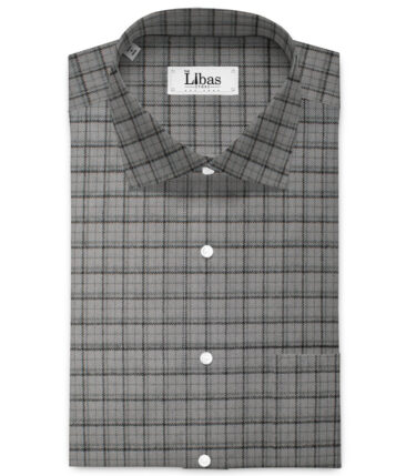 OCM Men's  Acrylic Wool Checks  Unstitched Shirting Fabric (Light Grey)