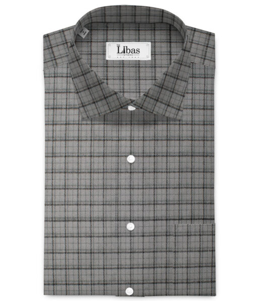OCM Men's  Acrylic Wool Checks  Unstitched Shirting Fabric (Light Grey)