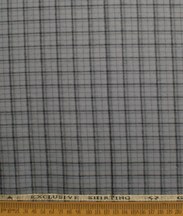 OCM Men's  Acrylic Wool Checks  Unstitched Shirting Fabric (Light Grey)