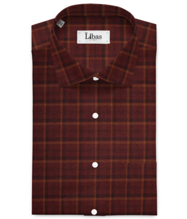 OCM Men's  Acrylic Wool Checks  Unstitched Shirting Fabric (Maroon)