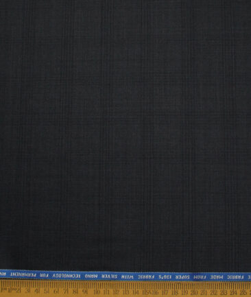 Raymond Men's 52% Wool Super 130's Checks  Unstitched Suiting Fabric (Blackish Grey)