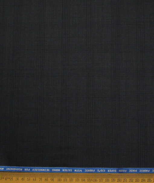 Raymond Men's 52% Wool Super 130's Checks  Unstitched Suiting Fabric (Blackish Grey)