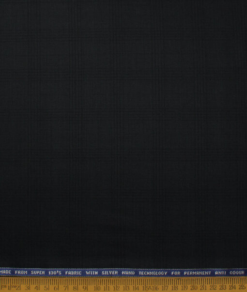 Raymond Men's 52% Wool Super 130's Checks  Unstitched Suiting Fabric (Black)