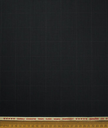Raymond Men's 50% Wool Super 100's Checks  Unstitched Suiting Fabric (Black)