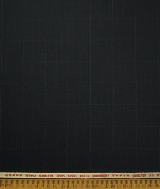 Raymond Men's 50% Wool Super 100's Checks  Unstitched Suiting Fabric (Black)