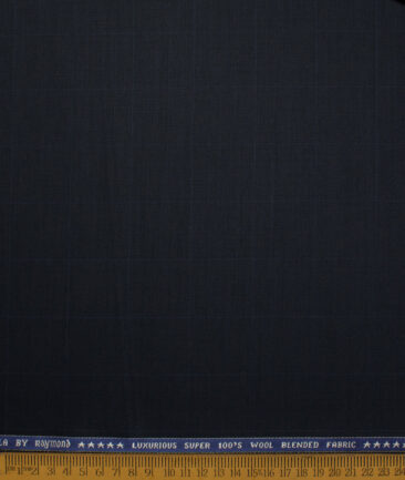 Raymond Men's 50% Wool Super 100's Checks  Unstitched Suiting Fabric (Dark Navy Blue)