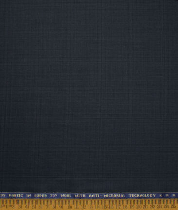 Raymond Men's 35% Wool Super 70's Checks  Unstitched Suiting Fabric (Dark Blue)
