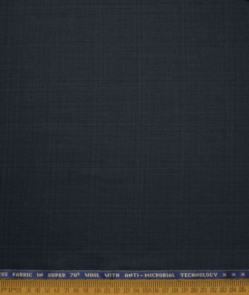 Raymond Men's 35% Wool Super 70's Checks  Unstitched Suiting Fabric (Dark Blue)