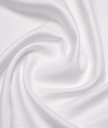 Solino Men's 60 LEA Linen Striped  Unstitched Shirting Fabric (White)