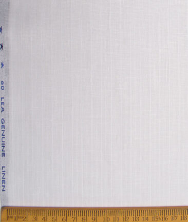 Solino Men's 60 LEA Linen Striped  Unstitched Shirting Fabric (White)