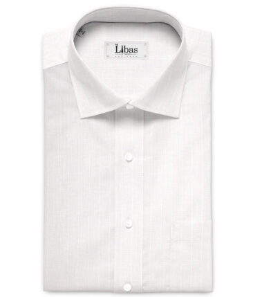 Solino Men's 80 LEA Linen Striped  Unstitched Shirting Fabric (White)