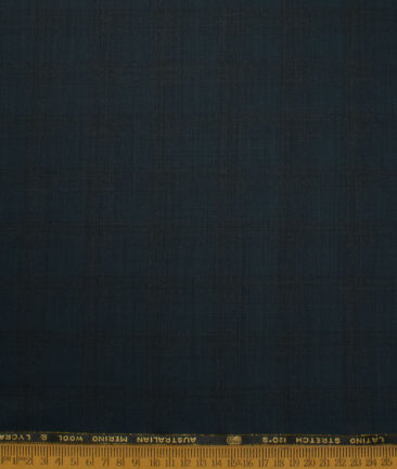 Vercelli Italy Men's 58% Wool Super 120's Checks  Unstitched Stretchable Suiting Fabric (Dark Sea Green)
