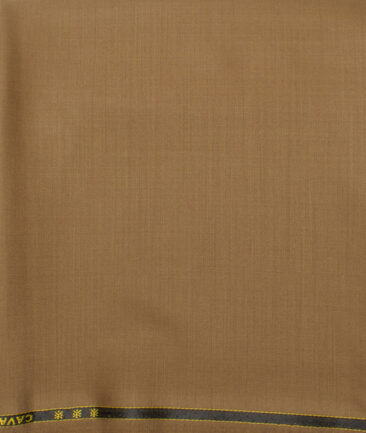 Cavalero Italy Men's 60% Wool Super 120's Solids  Unstitched  Stretchable Trouser Fabric (Caramel Brown)