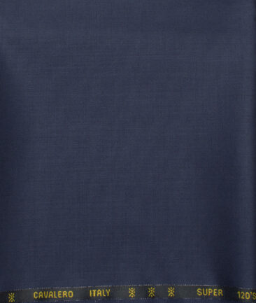 Cavalero Italy Men's 60% Wool Super 120's Solids  Unstitched Trouser Fabric (Dark Royal Blue)
