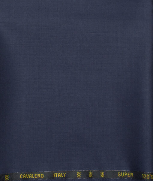 Cavalero Italy Men's 60% Wool Super 120's Solids  Unstitched Trouser Fabric (Dark Royal Blue)