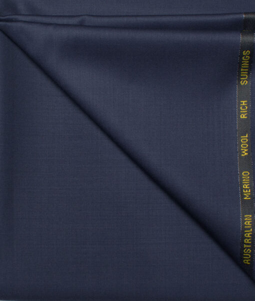 Cavalero Italy Men's 60% Wool Super 120's Solids  Unstitched Trouser Fabric (Dark Royal Blue)