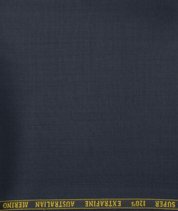 Cavalero Italy Men's 60% Wool Super 120's Solids  Unstitched Trouser Fabric (Dark Navy Blue)