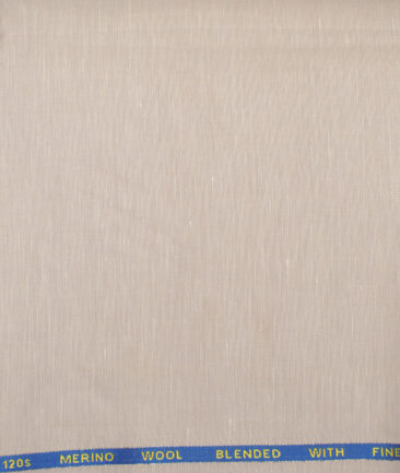 Cavalero Italy Men's 55% Linen 20% Wool Super 120's Self Design  Unstitched Trouser Fabric (Coconut Beige)