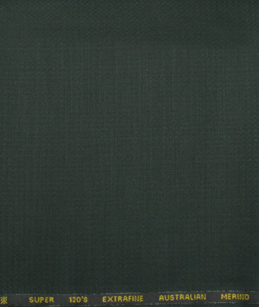 Cavalero Italy Men's 60% Wool Super 120's Jacquard  Unstitched Trouser Fabric (Dark Pine Green)