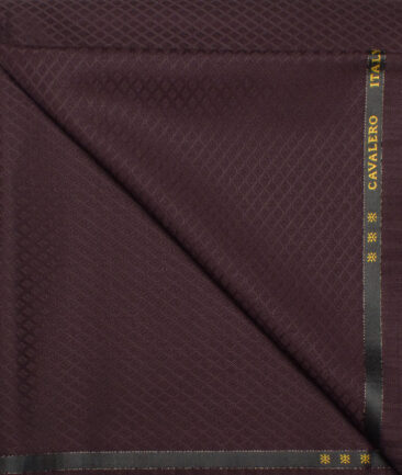 Cavalero Italy Men's 60% Wool Super 120's Jacquard  Unstitched Trouser Fabric (Dark Wine)