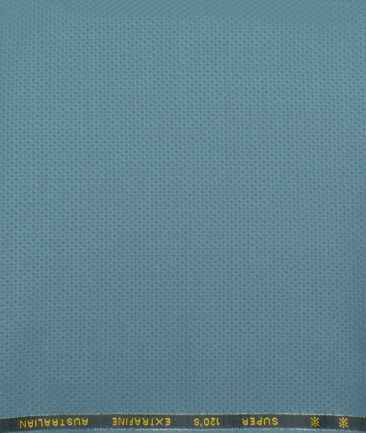 Cavalero Italy Men's 60% Wool Super 120's Jacquard  Unstitched Trouser Fabric (Teal Blue)