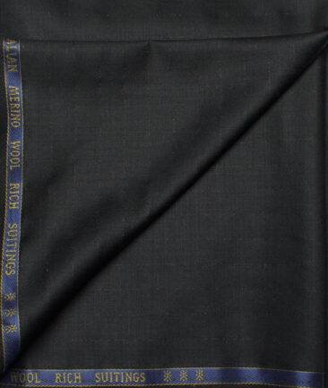 Cavalero Italy Men's 60% Wool Super 120's Striped  Unstitched Trouser Fabric (Black)