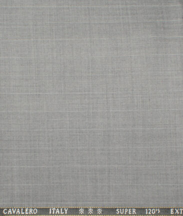 Cavalero Italy Men's 60% Wool Super 120's Striped  Unstitched Trouser Fabric (Light Worsted Grey)
