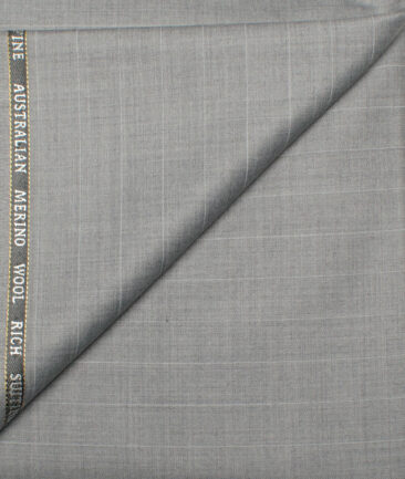 Cavalero Italy Men's 60% Wool Super 120's Striped  Unstitched Trouser Fabric (Light Worsted Grey)