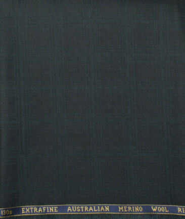 Cavalero Italy Men's 60% Wool Super 130's Checks  Unstitched Trouser Fabric (Dark Pine Green)