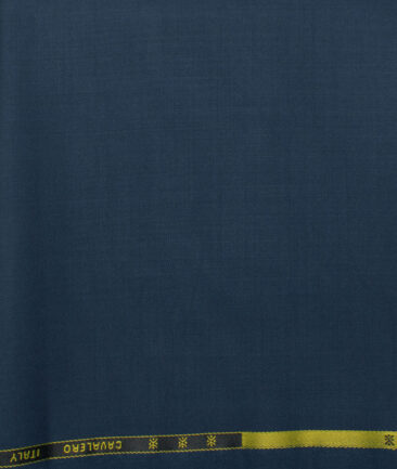 Cavalero Italy Men's 60% Wool Super 120's Solids  Unstitched Trouser Fabric (Dark Ocean Blue)