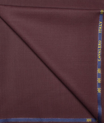 Cavalero Italy Men's 60% Wool Super 120's Solids  Unstitched Trouser Fabric (Wine)