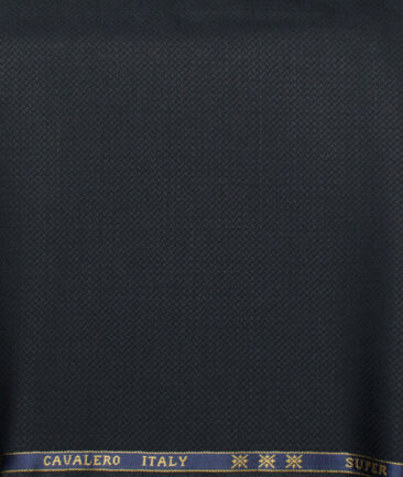 Cavalero Italy Men's 60% Wool Super 120's Structured  Unstitched Trouser Fabric (Dark Blue)