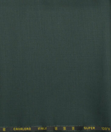 Cavalero Italy Men's 60% Wool Super 120's Solids  Unstitched Trouser Fabric (Dark Pine Green)
